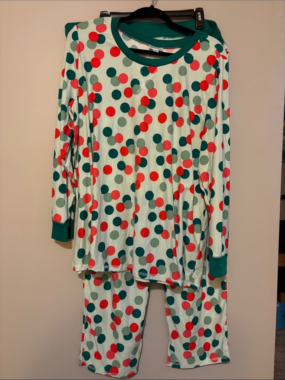 LuLaRoe Women's Polka Dot Pajama Set - Red/Green Dots